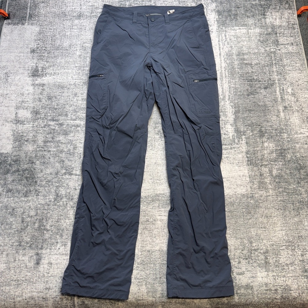 LL Bean Cresta Pants Fleece Lined Men 33x34 Blue Gray Cargo Hiking Outdoor Chore - Picture 2 of 10
